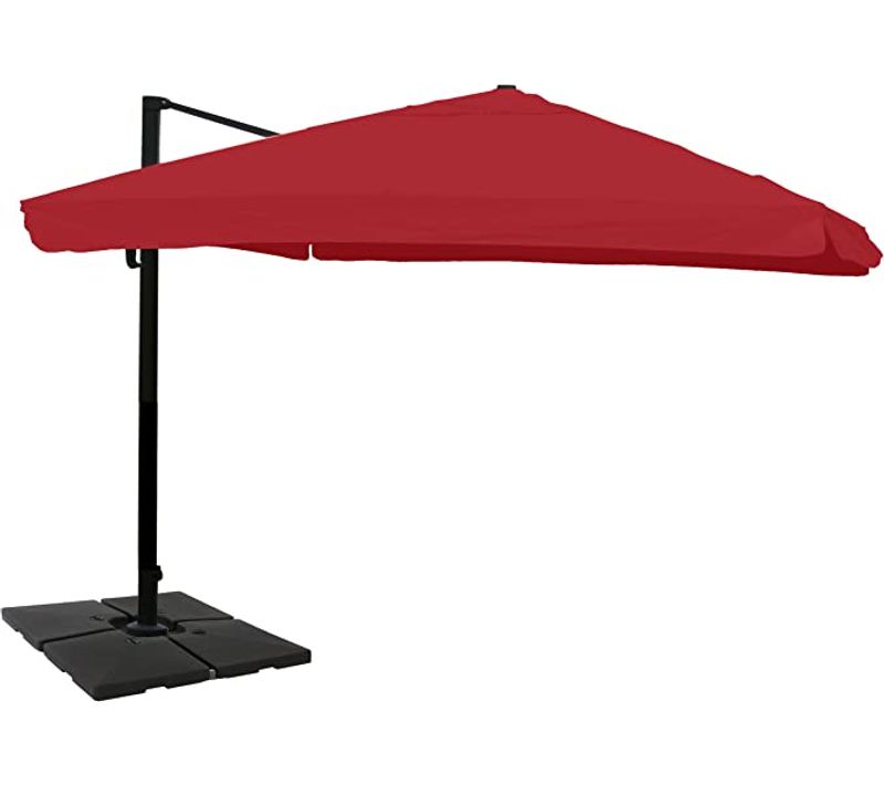 Parasol De Restauration 3x4m (ø5m) Polyester/aluminium 26kg Bordeaux Avec Pied Rotatif 04_0003533