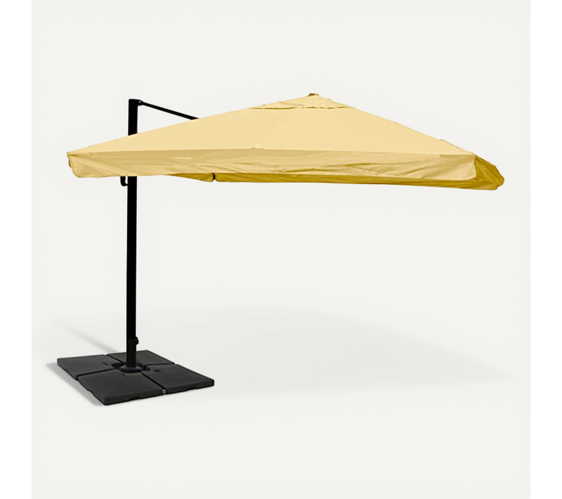 Parasol De Restauration 3x4m (ø5m) Polyester/aluminium 26kg Crème Avec Pied 04_0003334