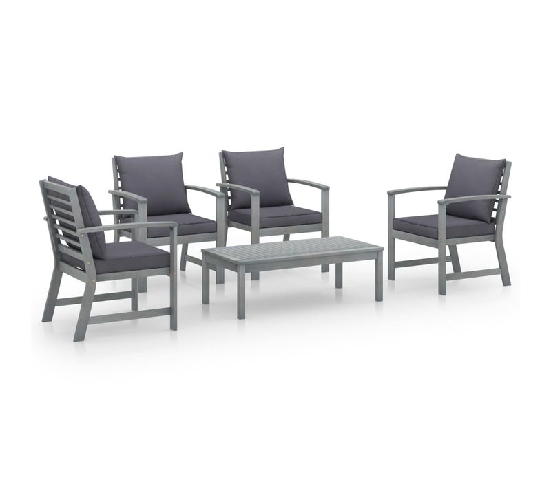 Salon De Jardin Meuble D'extérieur Ensemble De Mobilier 5 Pièces Avec Coussin Bois D'