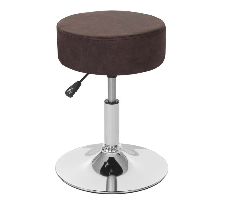 Tabouret Réglable En Hauteur D. 35cm Imitation Daim Marron Foncé Vintage 04_0005330