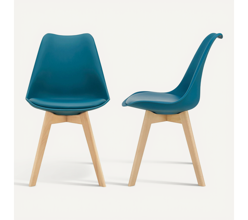 Lot De 2 Chaises Siège De Salle à Manger Scandinave Cuisine Plastique Synthétique Hêtre 81 Cm
