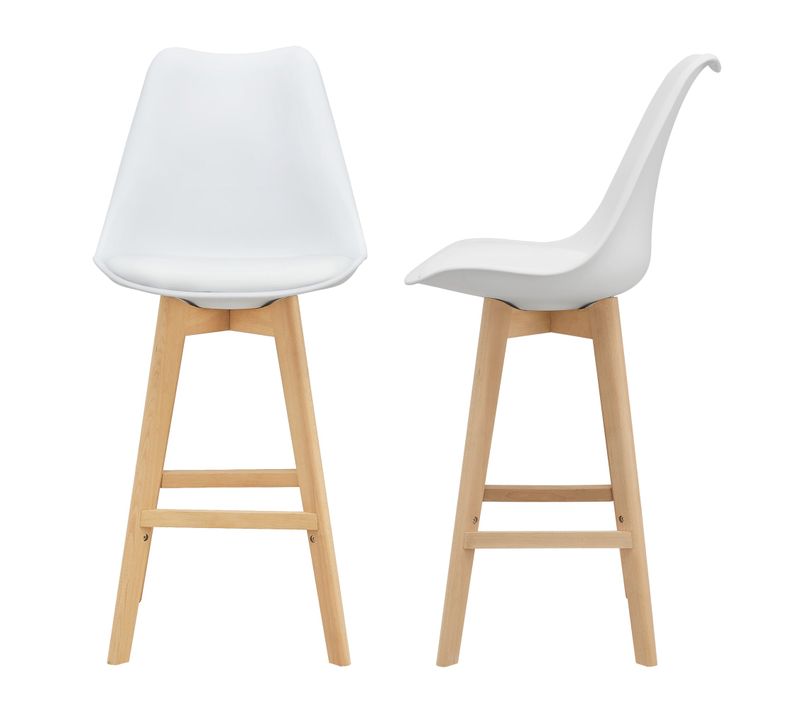 Lot De 2 Tabourets Siège De Bar Avec Dossier Rembourré Plastique Synthétique Hêtre105