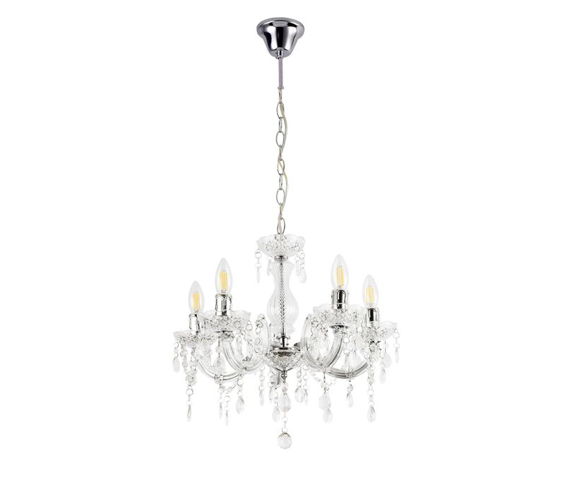 Lustre Élégant Luminaire Suspendue Lampe Suspension Métal Et Plastique 5 X E14 Diamètre