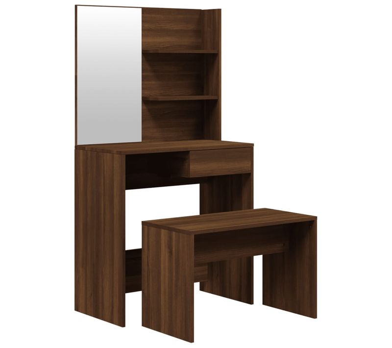 Ensemble De Coiffeuse Design Contemporaine 74,5 X 40 X 141 Cm Chêne Marron 02_000623