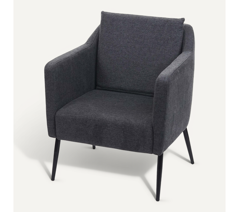 Fauteuil Salon Chaise De Relaxation Coins Et Bords Arrondis En Tissu/textile Gris Foncé 04_0003162