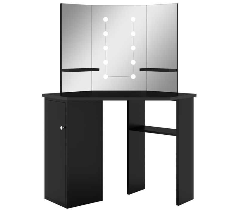 Coiffeuse D'angle Avec LED 111 X 54 X 141,5 Cm Noir 02_0006296
