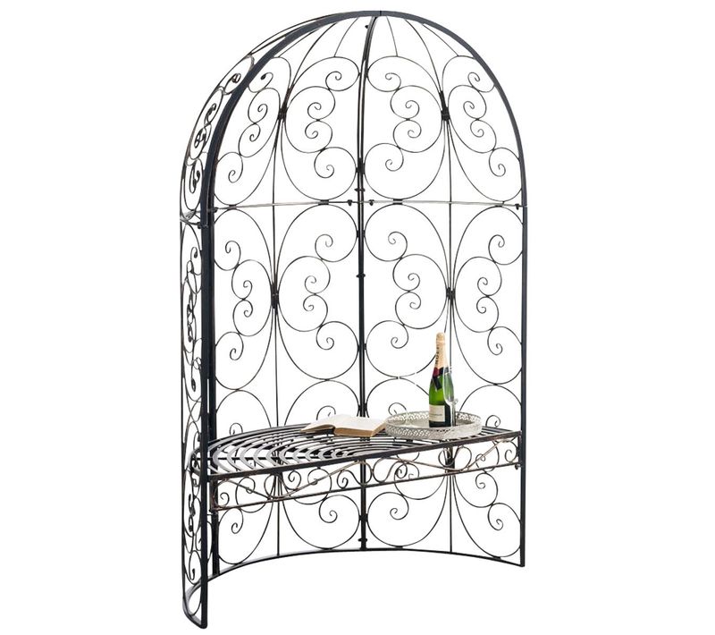 Banc De Jardin Avec Arche à Rosiers En Métal Bronze Vieilli Style Vintage Mdj10184