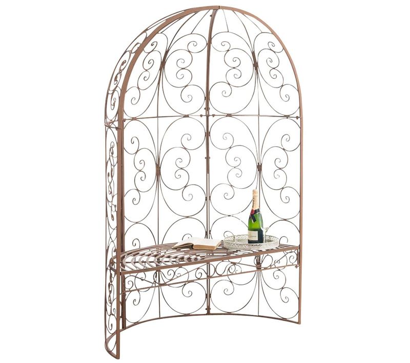 Banc De Jardin Avec Arche à Rosiers En Métal Marron Vieilli Style Vintage Mdj10187
