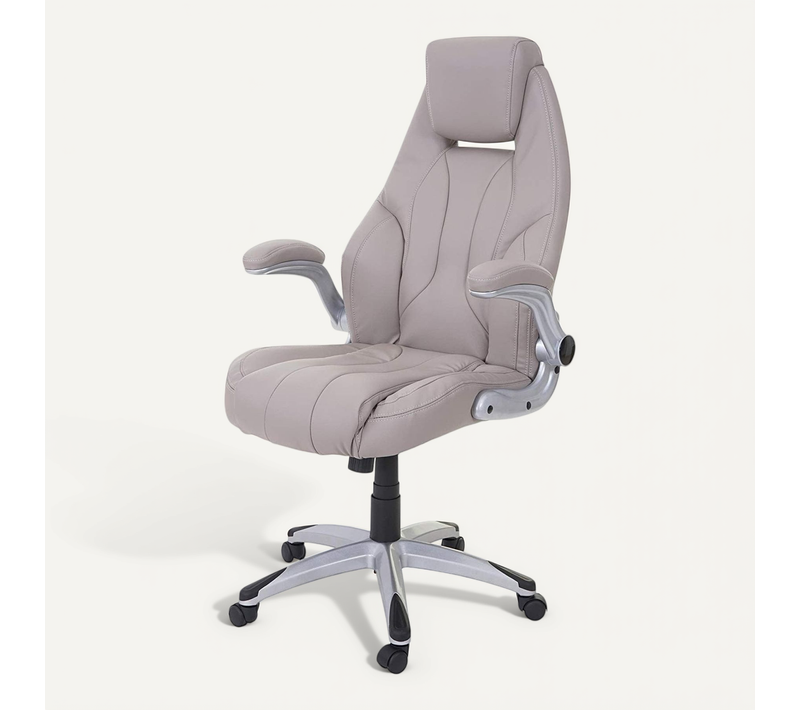 Fauteuil De Bureau Sur Roulettes En Synthétique Taupe Ergonomique Bur04081