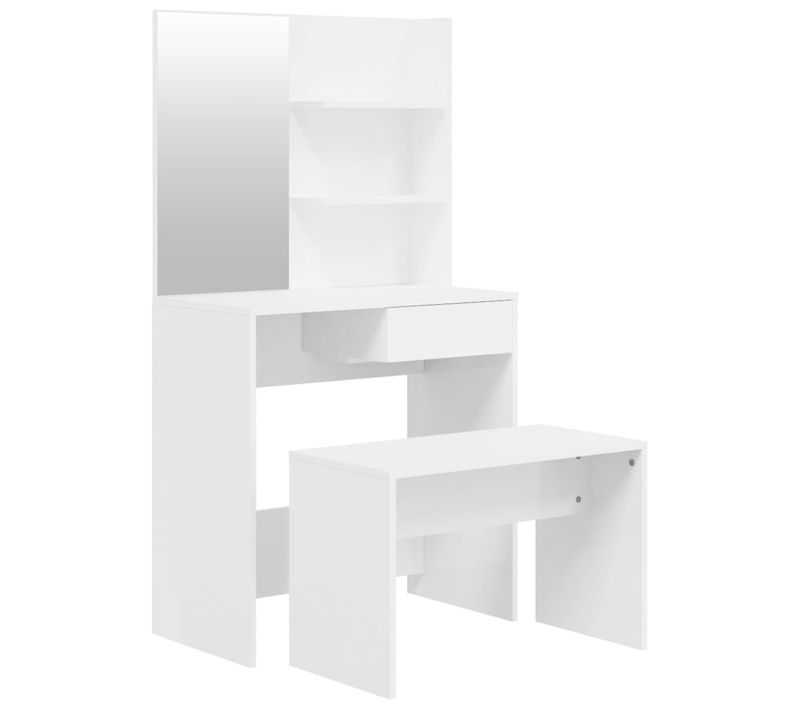 Coiffeuse Table De Maquillage Design Meuble Mobilier De Chambre Blanc Brillant