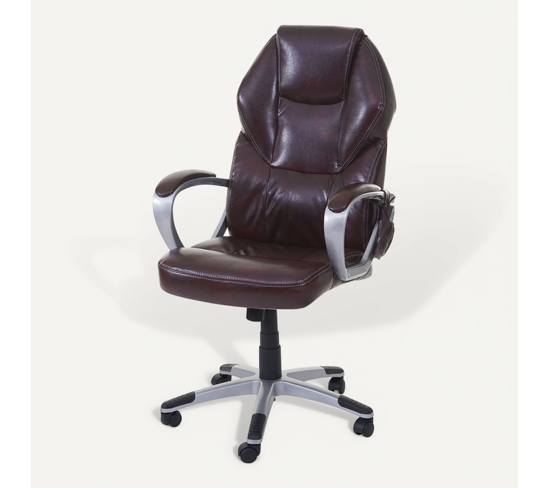 Fauteuil De Bureau Sur Roulettes Avec Fonction Massage Chauffage Pivotante En Synthétique Bordeaux