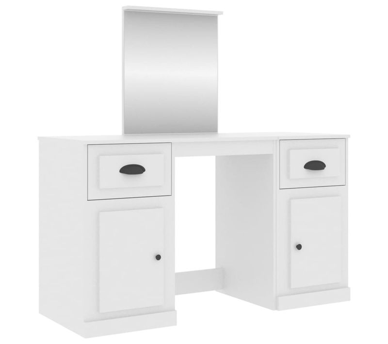 Coiffeuse Design Armoire De Rangement Avec Miroir 130 X 50 X 132,5 Cm Blanc 02_000641