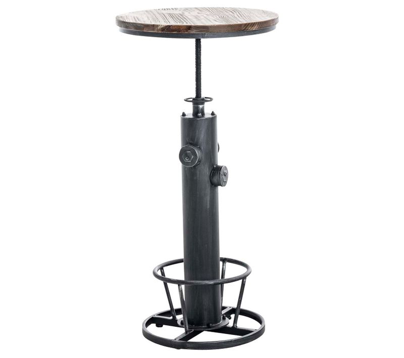 Table Haute Table De Bar Style Industriel Hauteur Réglable 100-123 Cm Repose-pieds Argenté Tab1002