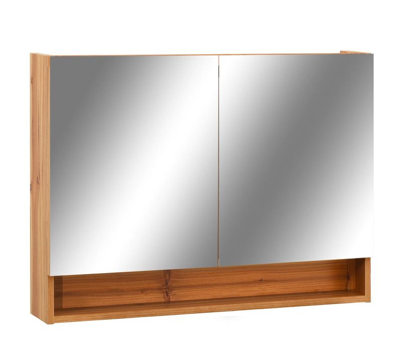 Armoire De Toilette Miroir De Salle De Bain Led 80 X 15 X 60 Cm Mdf Chêne