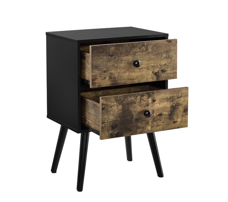 Table Chevet 2 Tiroirs De Chevet De Nuit Commode Armature De Table Et Tiroirs Pieds