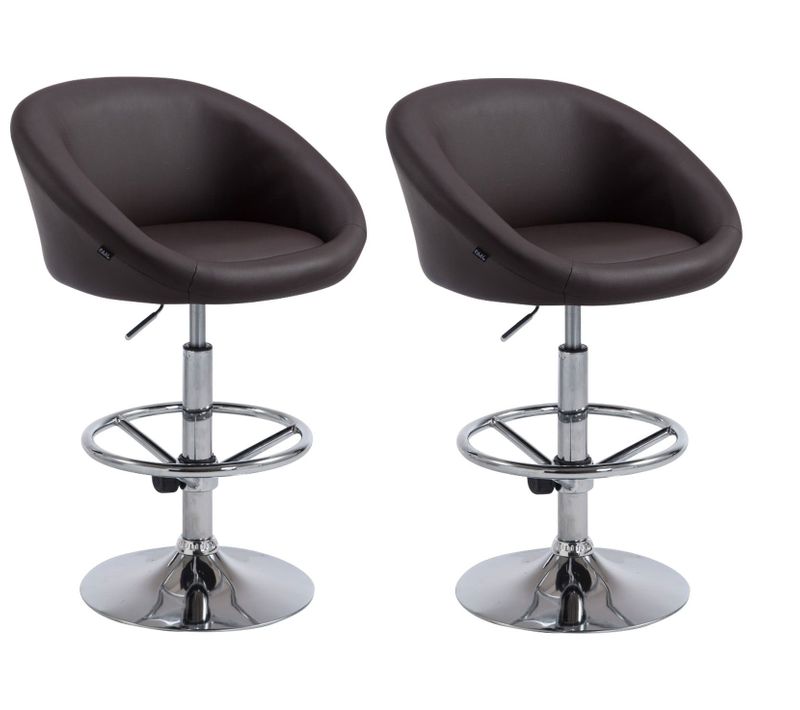 Lot De 2 Tabourets De Bar Hauteur Réglable Avec Repose-pieds En Synthétique Marron Tdb10065