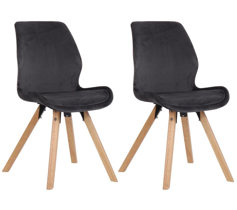 Lot De 2 Chaises De Salle à Manger En Velours Gris Foncé Style Scandinave Pieds Bois Cds101125