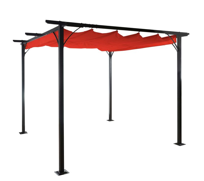 Pergola Gazebo De Jardin Cadre Stable 6cm + Toit Ouvrant 3x3m Terraçotta 04_0004112