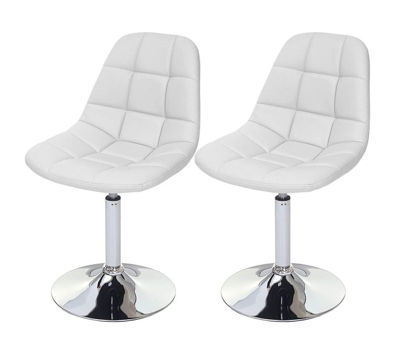 2x Chaises De Salle à Manger En Synthétique Blanc Pied Chromé Pivotant Cds04425
