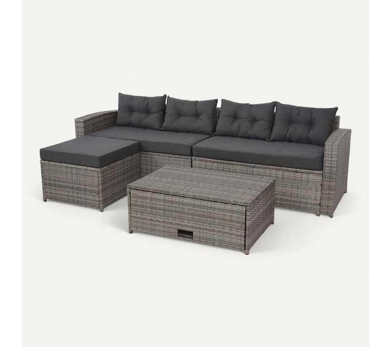Salon De Jardin En Polyrotin Pour Balcon Jardin Terrasse Canapé Table Basse Pouf