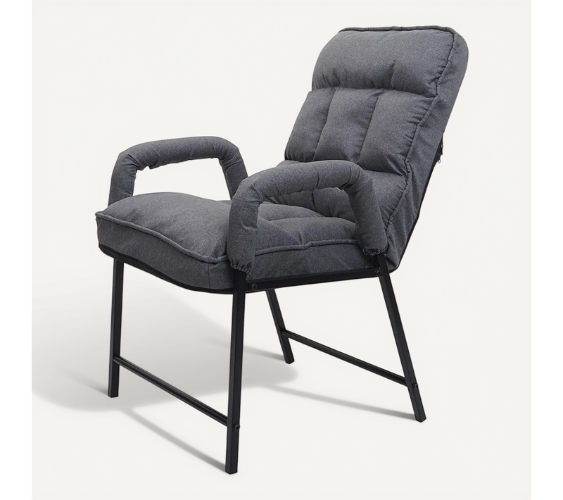 Chaise Fauteuil Lounge Rembourrée Dossier Inclinable 160 Kg Métal Réglable En Tissu/textile Gris