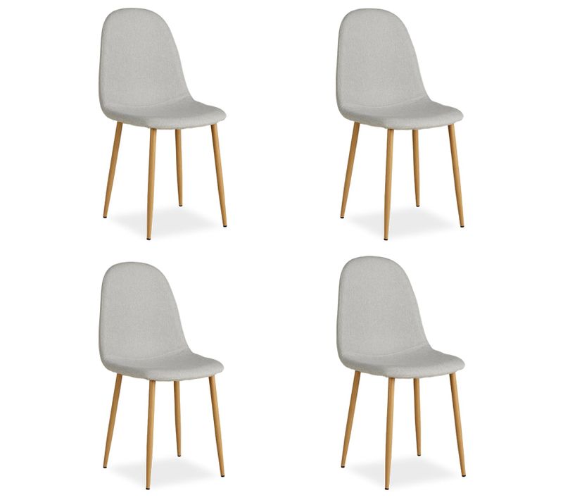 Lot De 4 Chaises De Salle à Manger Cuisine Confortable Et Moderne En Tissu Gris Pieds Métal Aspect