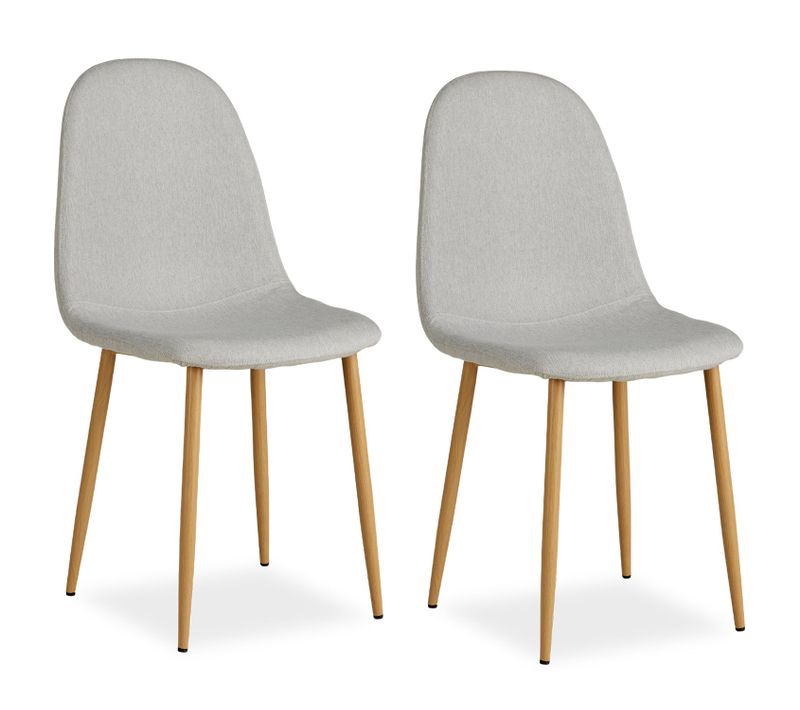 Lot De 2 Chaises De Salle à Manger Cuisine Confortable Et Moderne En Tissu Gris Pieds Métal Aspect