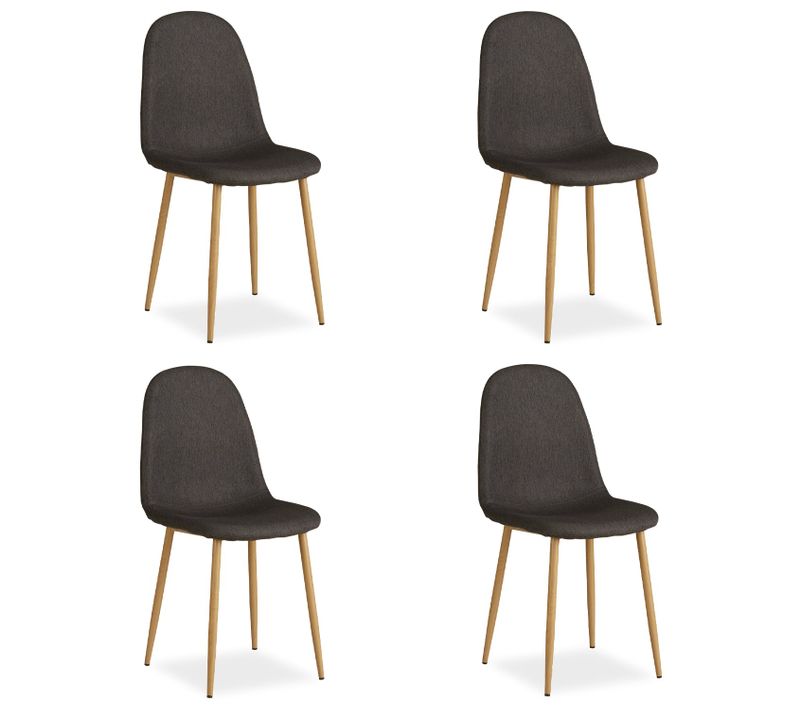 Lot De 4 Chaises De Salle à Manger Cuisine Confortable Et Moderne En Tissu Anthracite Pieds Métal