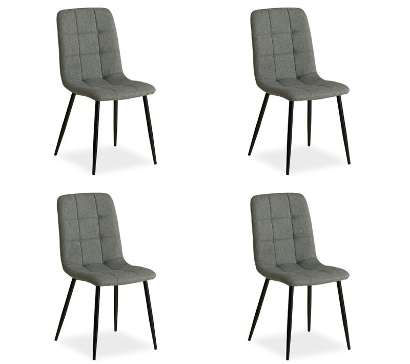 Lot De 4 Chaises De Salle à Manger Cuisine Confortable Et Moderne En Tissu Gris Pieds En Métal