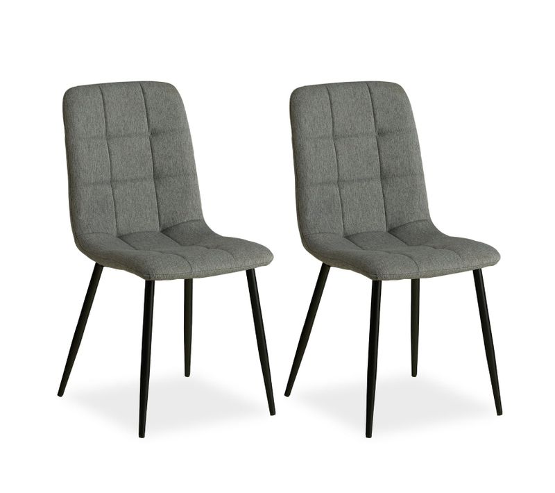 Lot De 2 Chaises De Salle à Manger Cuisine Confortable Et Moderne En Tissu Gris Pieds En Métal Noi
