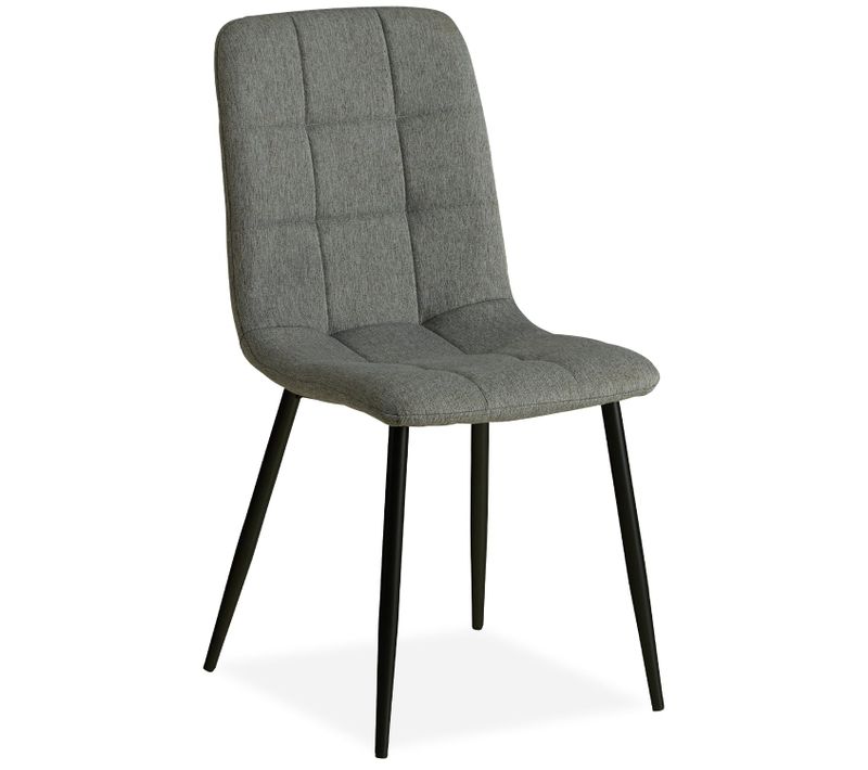 Chaise De Salle à Manger Cuisine Confortable Et Moderne En Tissu Gris Pieds En Métal Noir Cds06001