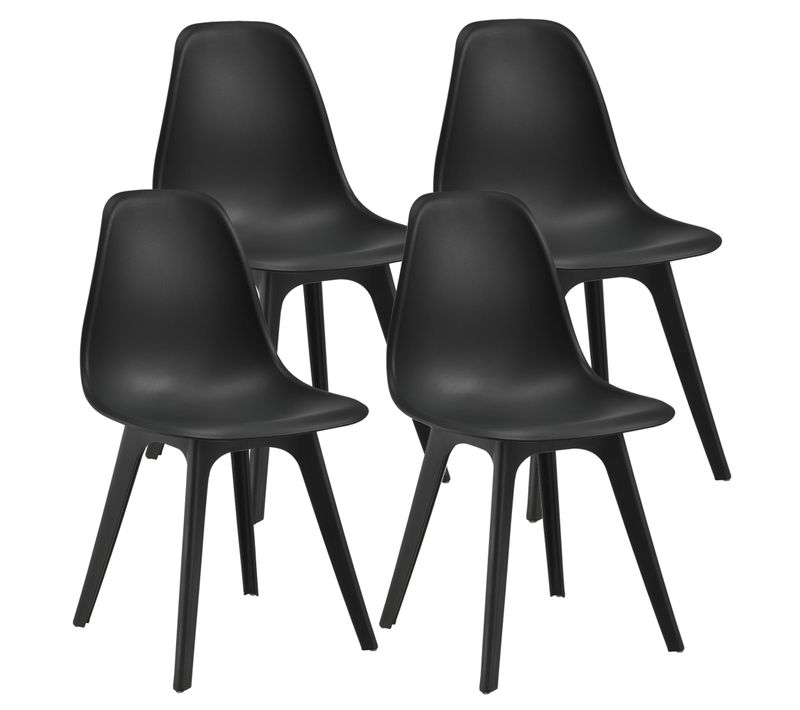 Set De 4 Chaises Design Chaise De Cuisine Chaise De Salle à Manger Plastique Noir 03_0003708