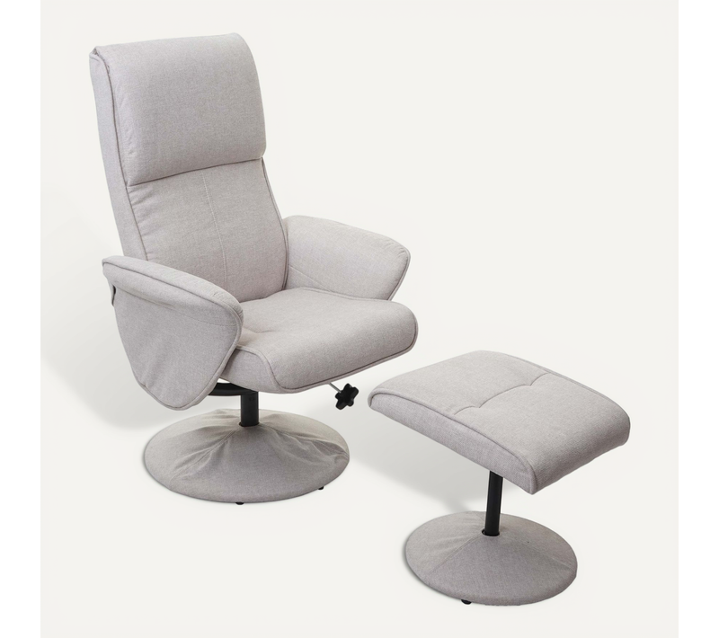 Fauteuil De Relaxation TV Avec Repose-pieds Design Chesterfield Pivotant En Pvc Blanc 04_0003105