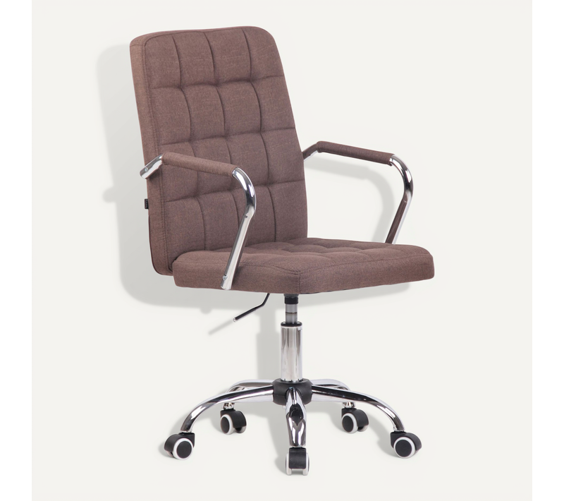 Chaise De Bureau Sur Roulettes Moderne Et Confortable En Tissu Marron Bur10635