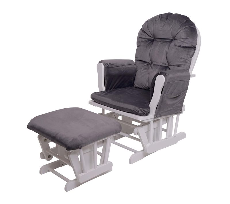 Fauteuil Chaise à Bascule Rocking Chair Avec Repose-pieds Relaxation Design Rustique En Bois