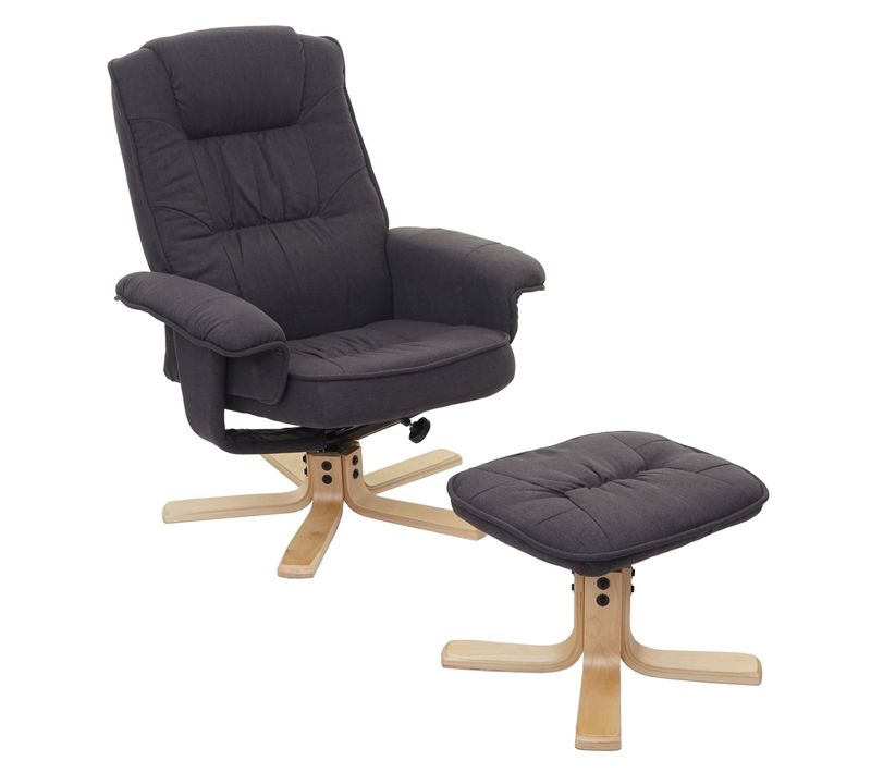 Fauteuil Relax Inclinable Rotatif à 360° Avec Tabouret En Tissu Gris Foncé 04_0001952