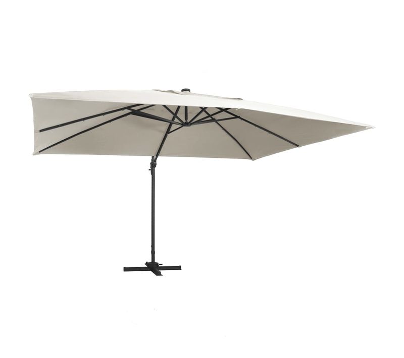 Parasol Déporté Avec Lumières LED Aluminium 400 X 300 Cm Sable 02_0008451