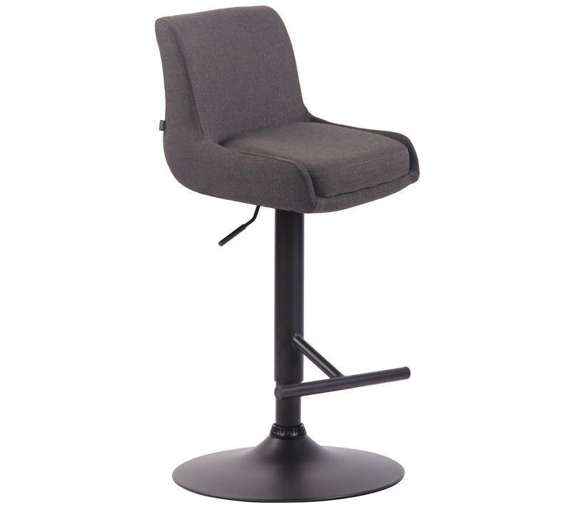 Tabouret De Bar Avec Repose-pied Design Moderne En Tissu Gris Foncé Pieds En Métal Noir Mat Tdb104