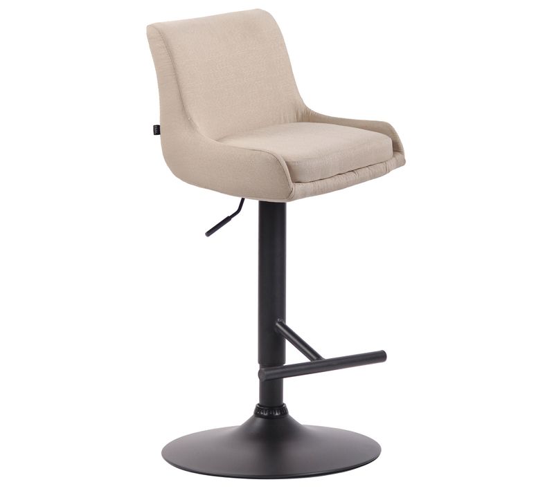 Tabouret De Bar Avec Repose-pied Design Moderne En Tissu Crème Pieds En Métal Noir Mat Tdb10438