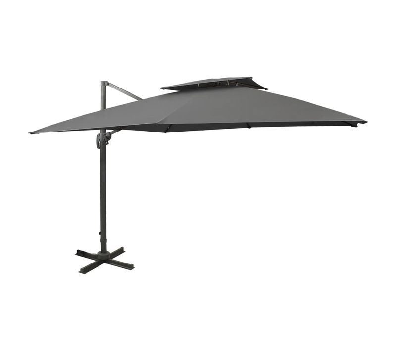Parasol Déporté à Double Toit 300 X 300 Cm Anthracite 02_0008556