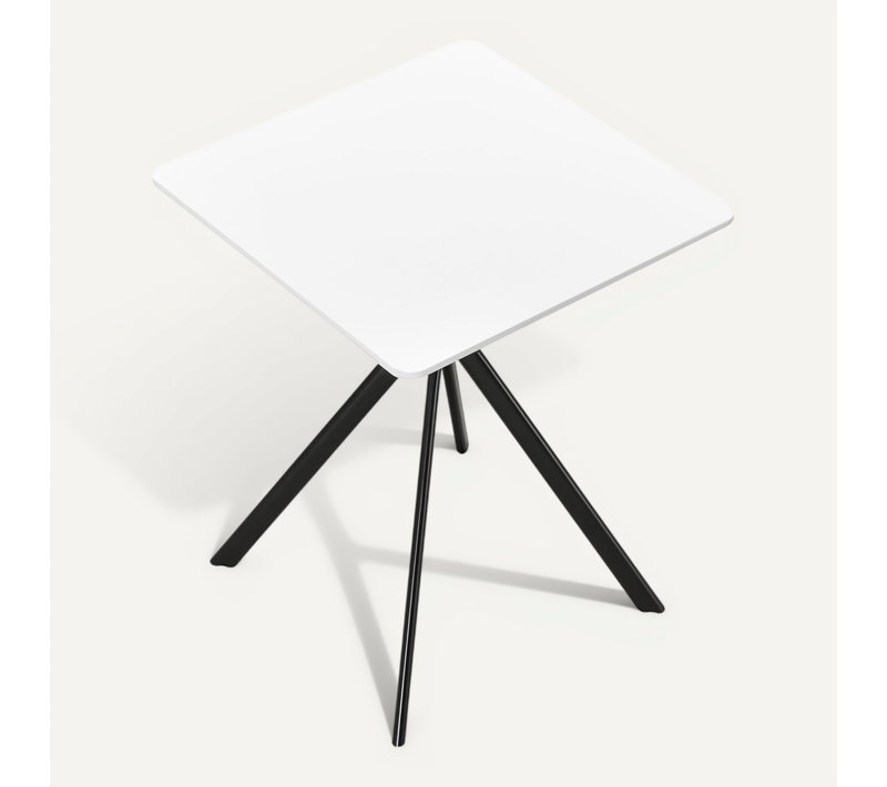 Table Salle à Manger Cuisine Pour 2 Personnes Mdf Et Métal 60 Cm X 60 Cm Blanc 03_0