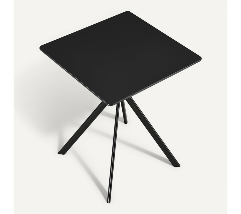 Table Salle à Manger Cuisine Pour 2 Personnes Mdf Et Métal 60 Cm X 60 Cm Noir 03_0004