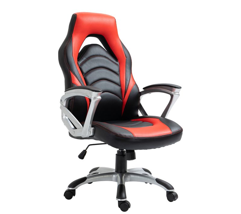 Fauteuil Gamer Chaise Gaming Console Bureau Sur Roulettes En Synthétique Noir Et Rouge Bur10607