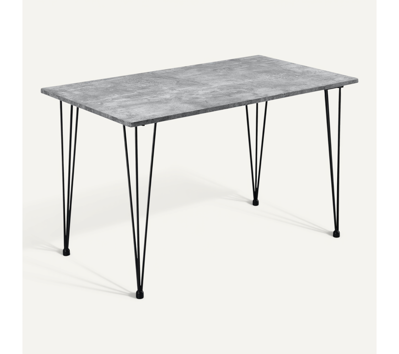 Table De Salle à Manger Cuisine Pour 4 Personnes Plateau Mdf 120 Cm Effet Béton Et Noir 03_