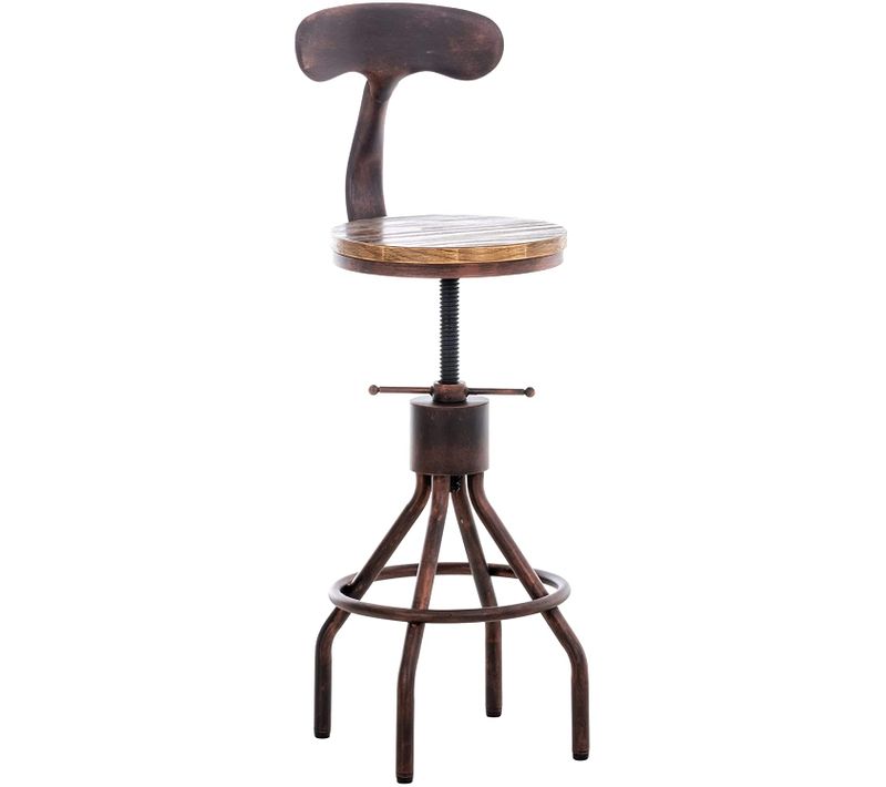 Tabouret De Bar Chaise Haute De Comptoir Avec Dossier Design Industriel Vintage Métal Bronze