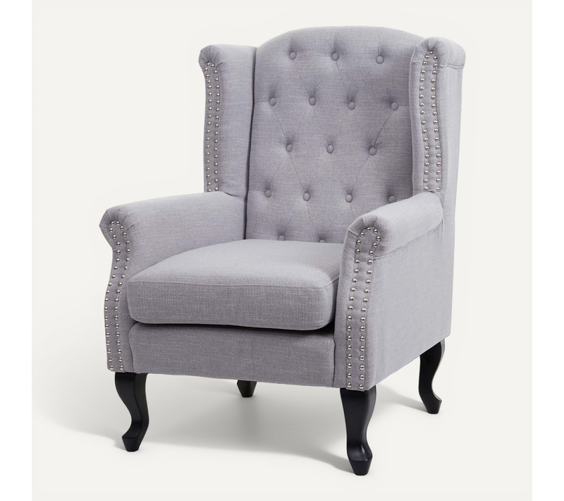 Fauteuil Chesterfield Fauteuil Relaxation Fauteuil Club Tissu/textile Gris 04_0003085