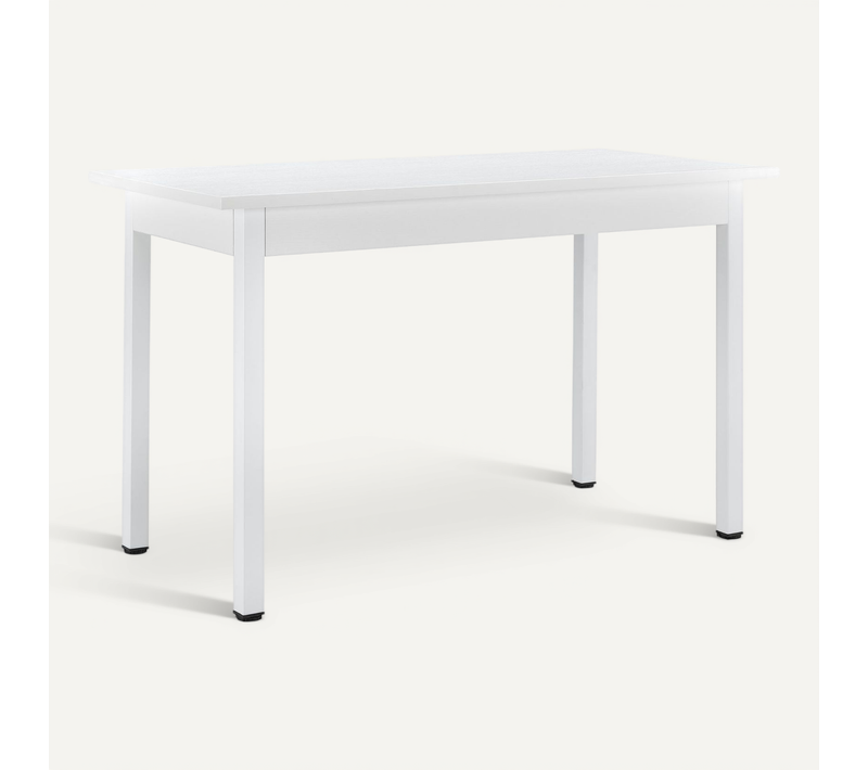 Table De Salle à Manger De Cuisine Mdf Placage Acier 120 Cm X 60 Cm X 75 Cm Blanc 03_