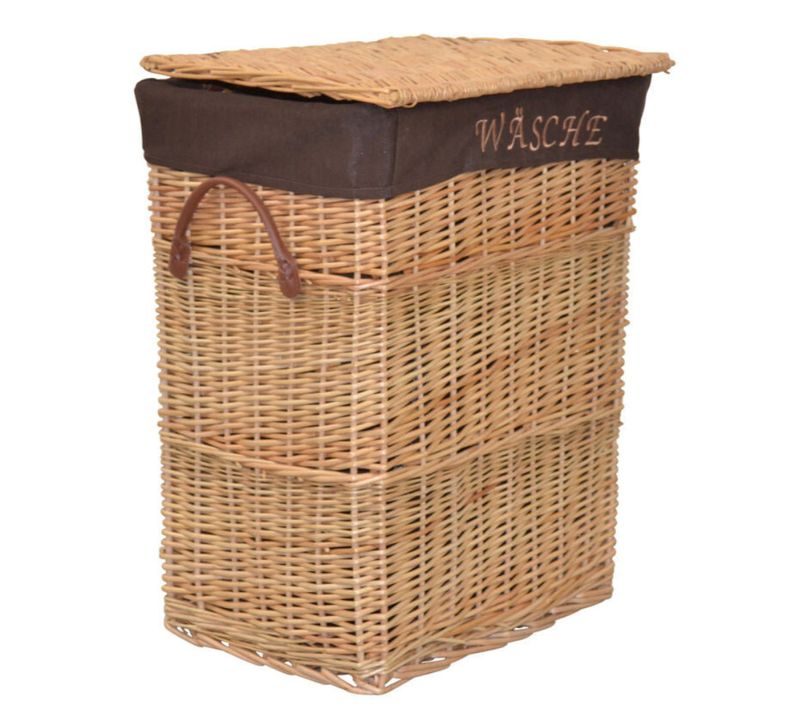Panier à Linge En Osier Couleur Naturelle Insert En Tissu Coffre Avec Poignées Med05175
