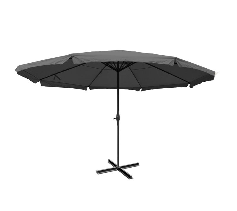 Parasol Pour Jardin Terrasse D. 5m Polyester Alu 28kg Anthracite Sans Pieds De Parasol 04_0003869
