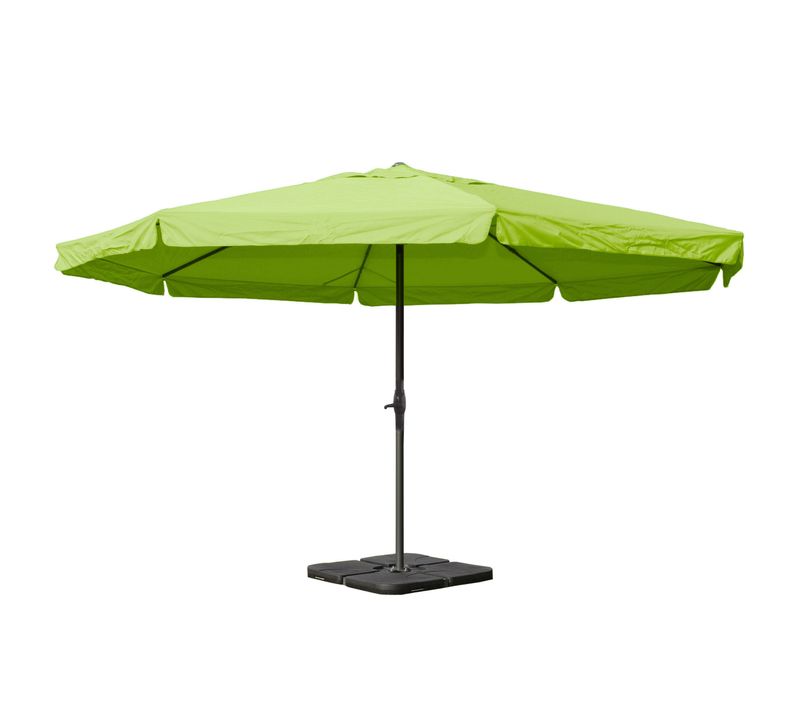 Parasol Pro Jardin Extérieur Terrasse Avec Volant D. 5m Polyester / Alu 28 Kg Vert Avec Support 04_